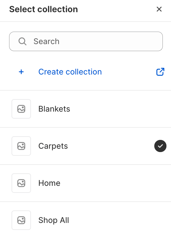 Selecting a collection for a Collection block