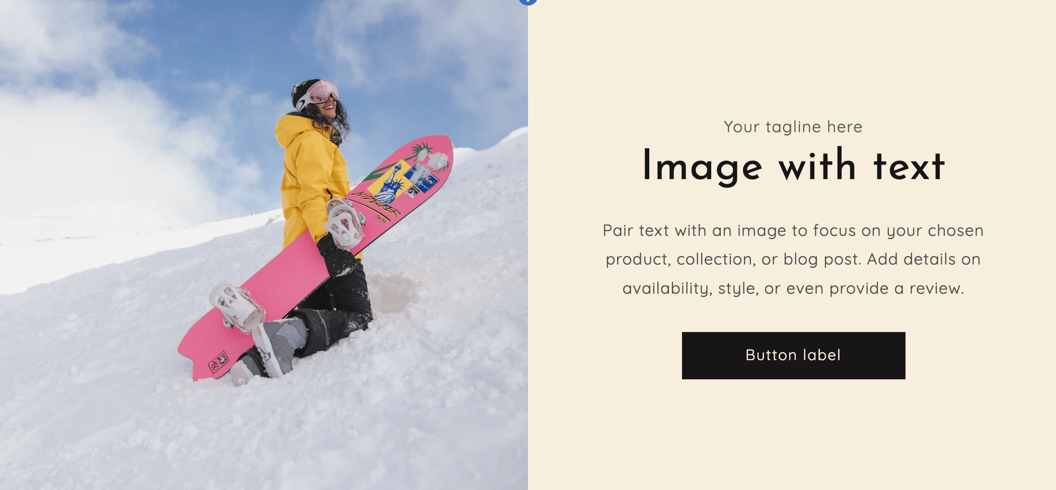 Media with text section with centered content